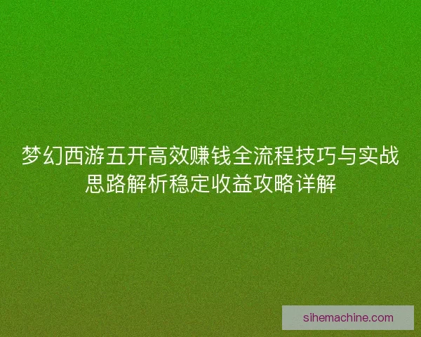 梦幻西游五开高效赚钱全流程技巧与实战思路解析稳定收益攻略详解 梦幻西游五开高效赚钱全流程技巧与实战思路解析稳定收益攻略详解