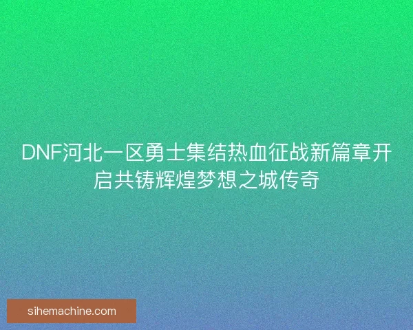 DNF河北一区勇士集结热血征战新篇章开启共铸辉煌梦想之城传奇