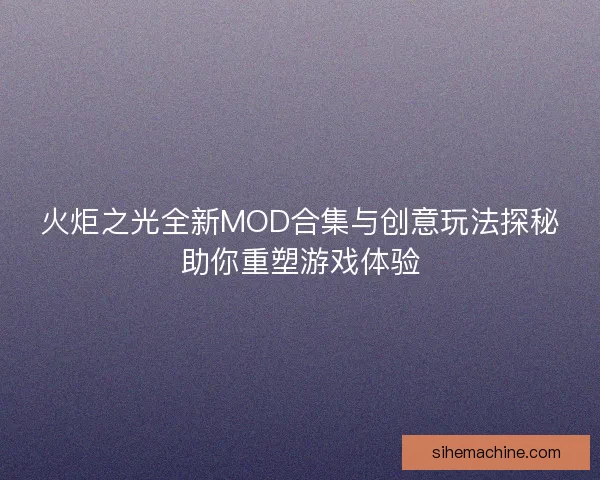 火炬之光全新MOD合集与创意玩法探秘助你重塑游戏体验